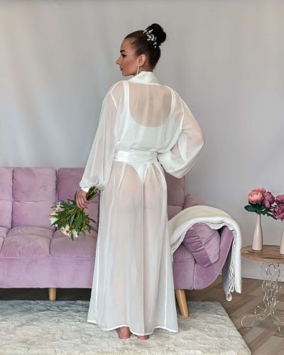 Luxusný svadobný kaftan biely dlhý