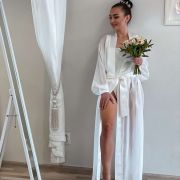 Luxusný svadobný kaftan biely dlhý