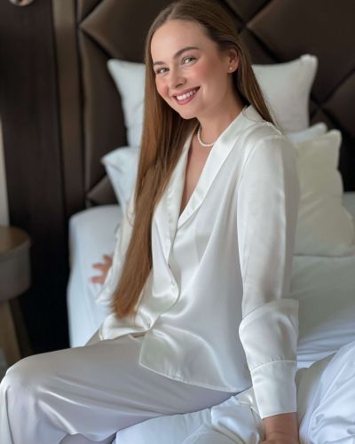 ANGEL COLLECTION – Hodvábna pyžamová košeľa biela