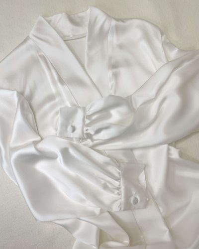 ANGEL COLLECTION – Luxusný hodvábny župan biely krátky