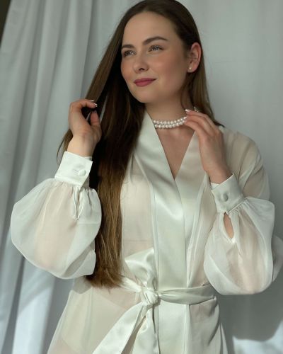 Luxusný svadobný kaftan biely dlhý